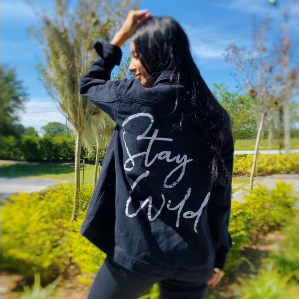Stay Wild Fantastic Fawn Denim Jacket Black